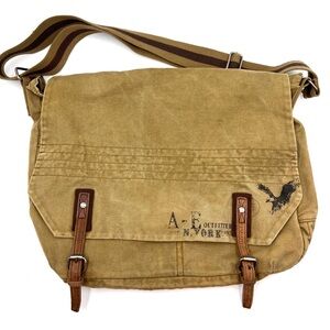 American Eagle Y2K Canvas Messenger Bag Weathered Army Green